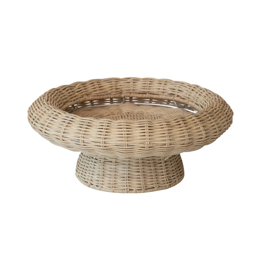 Hand-woven Rattan Pedestal Bowl