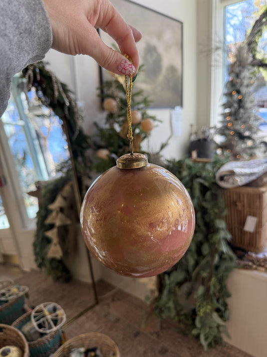 Pink & Gold Marbled Ornament