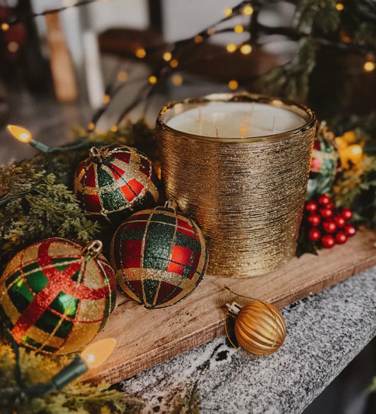 LARGE 43oz Gold Textured Jar - The Holiday Soy Wax Candle