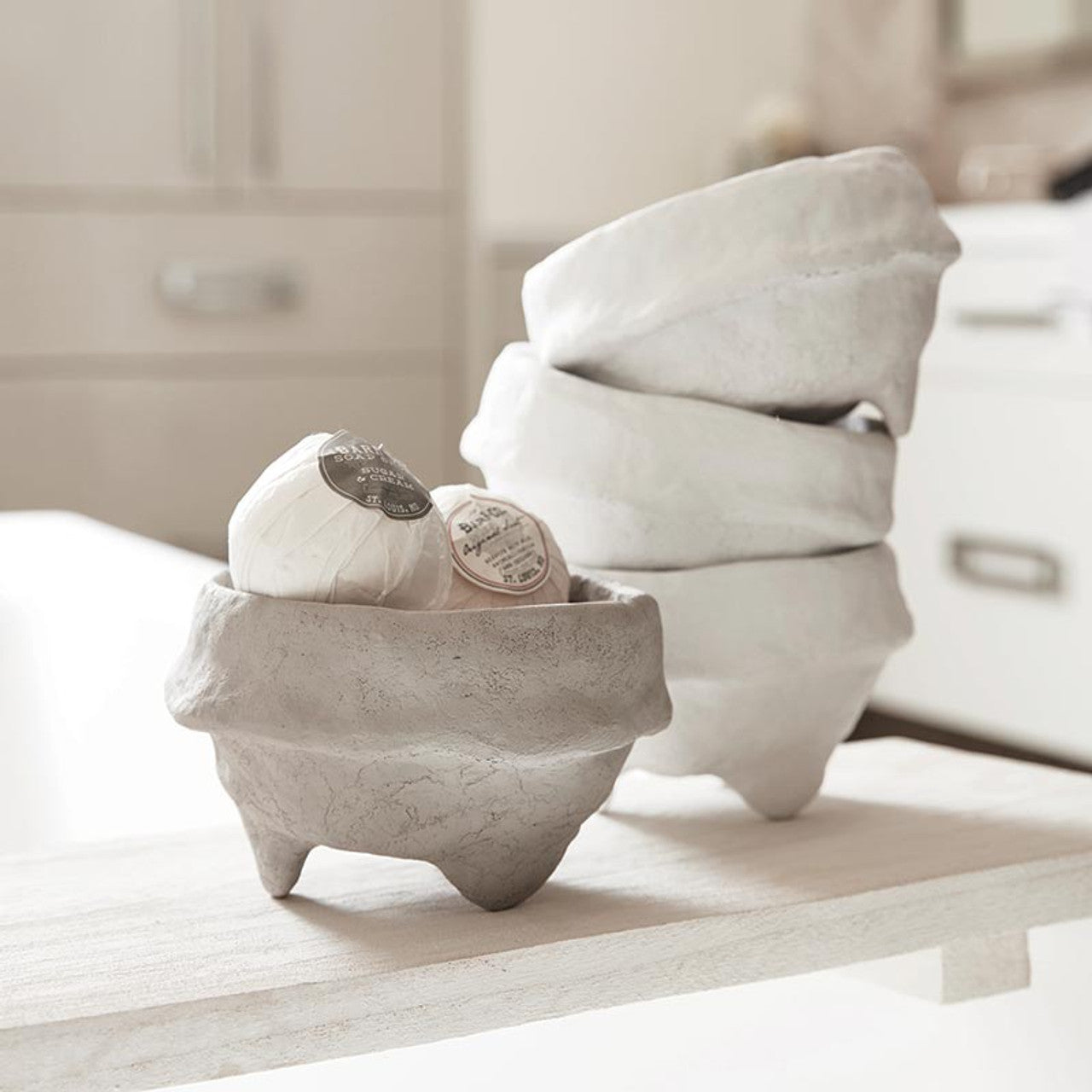 Paper Mache Bowl White