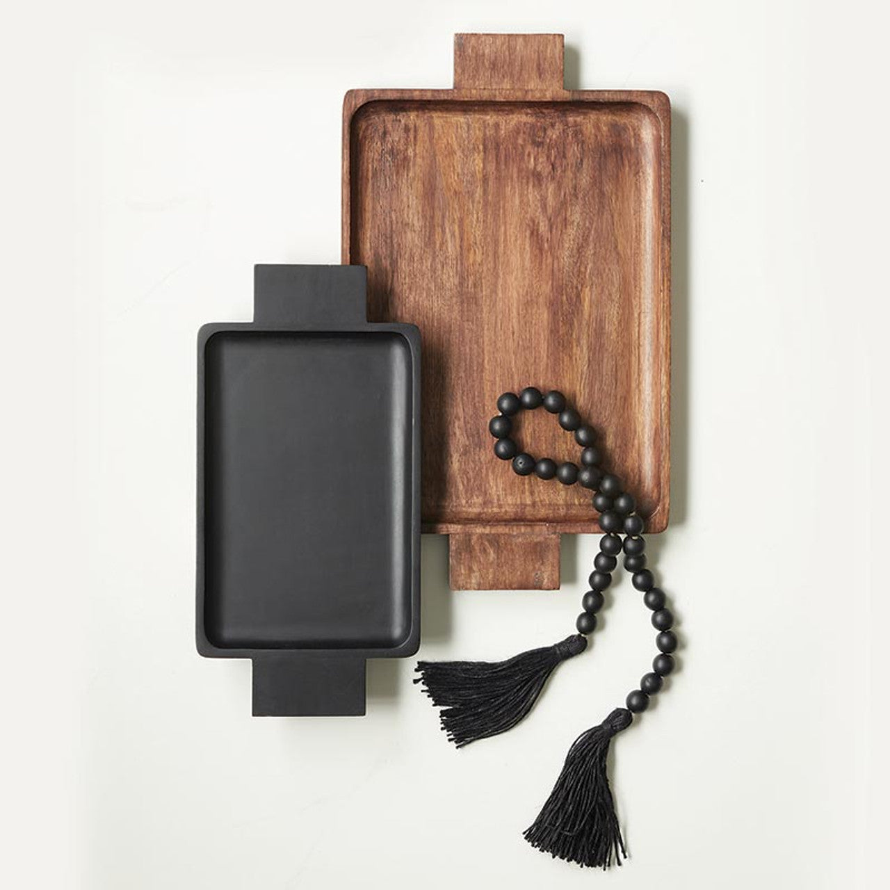 Wood Tray w Handles Small
