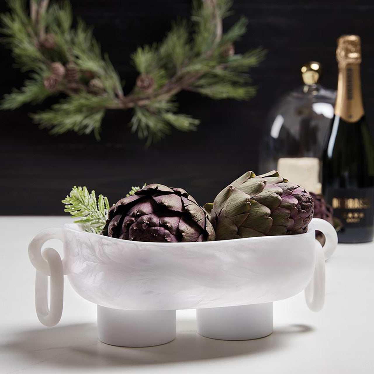 White Ring Footed Bowl