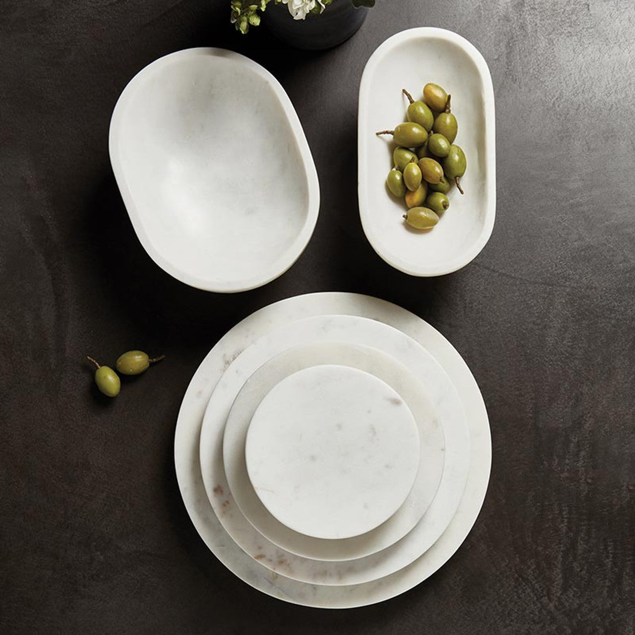 White Marble Tray 10"