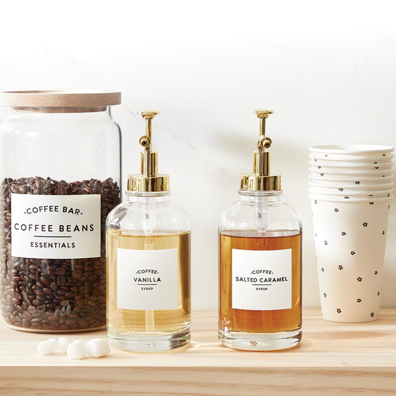 Coffee Syrup Dispenser-Set 2 with Labels