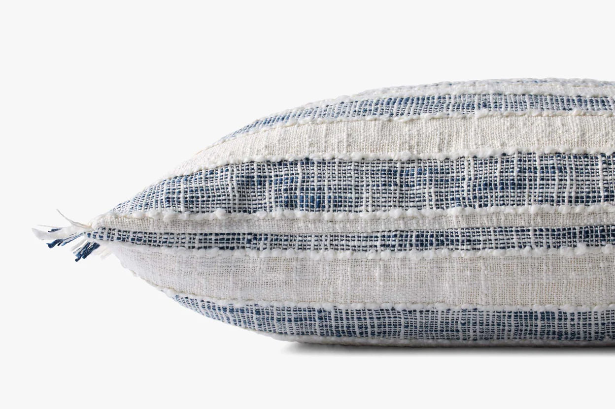 Blue/Ivory Striped Pillow