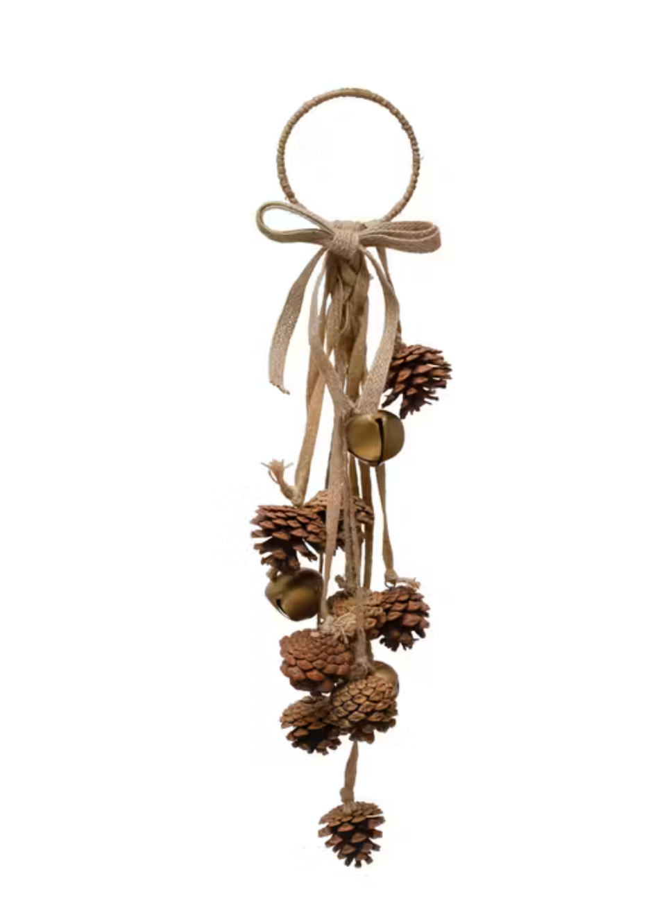 Door Hanger w Pinecones & Bells