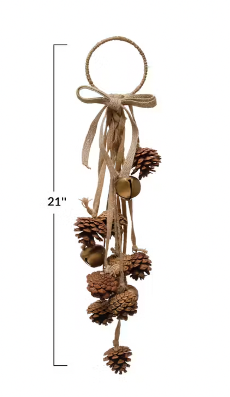 Door Hanger w Pinecones & Bells