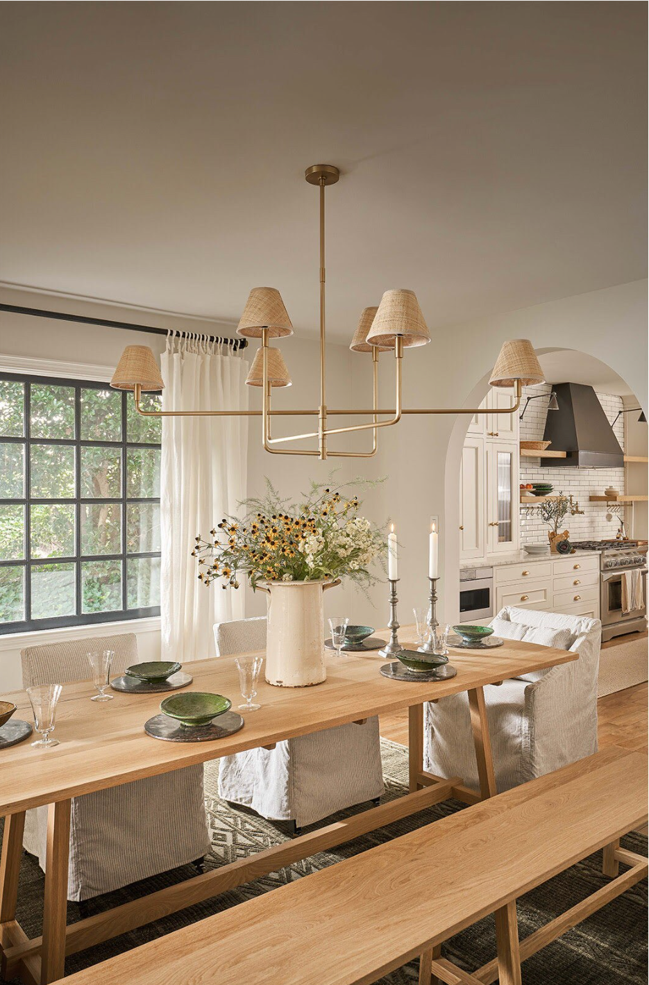 Polly Chandelier-Gold & Rattan