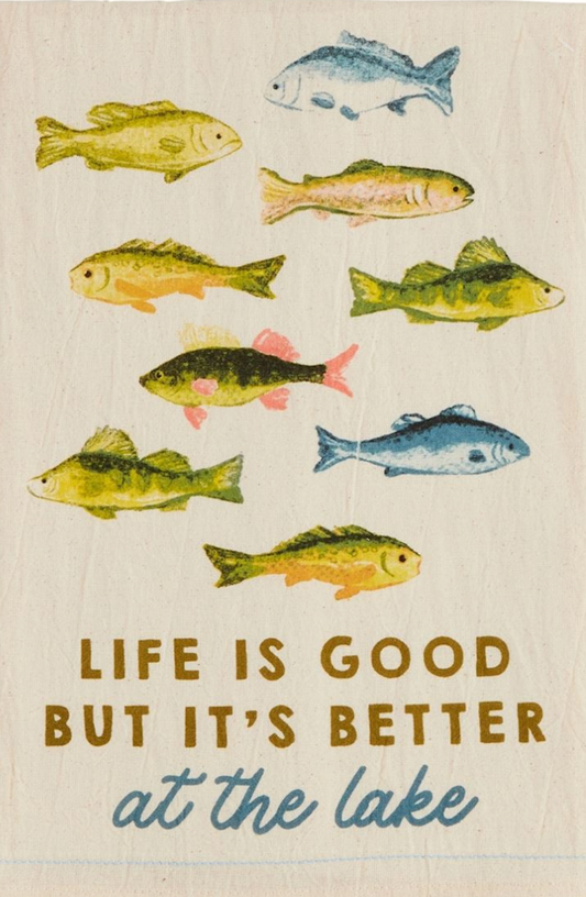 Life Is Good Lake Watercolor Towel