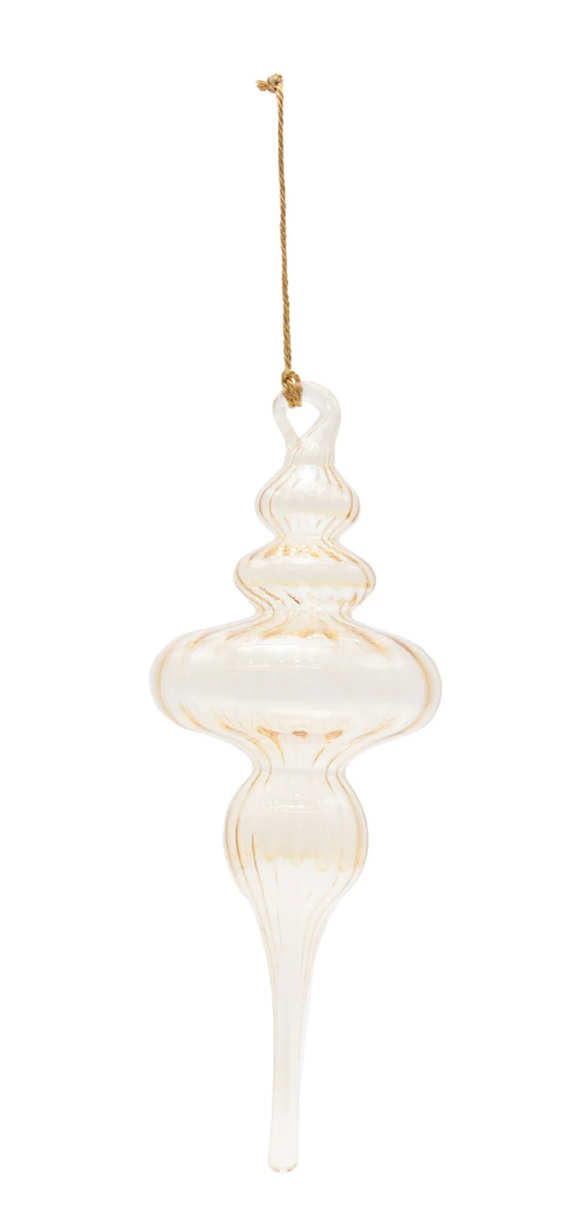 9"H Blown Glass Finial Ornament, Butterscotch Color