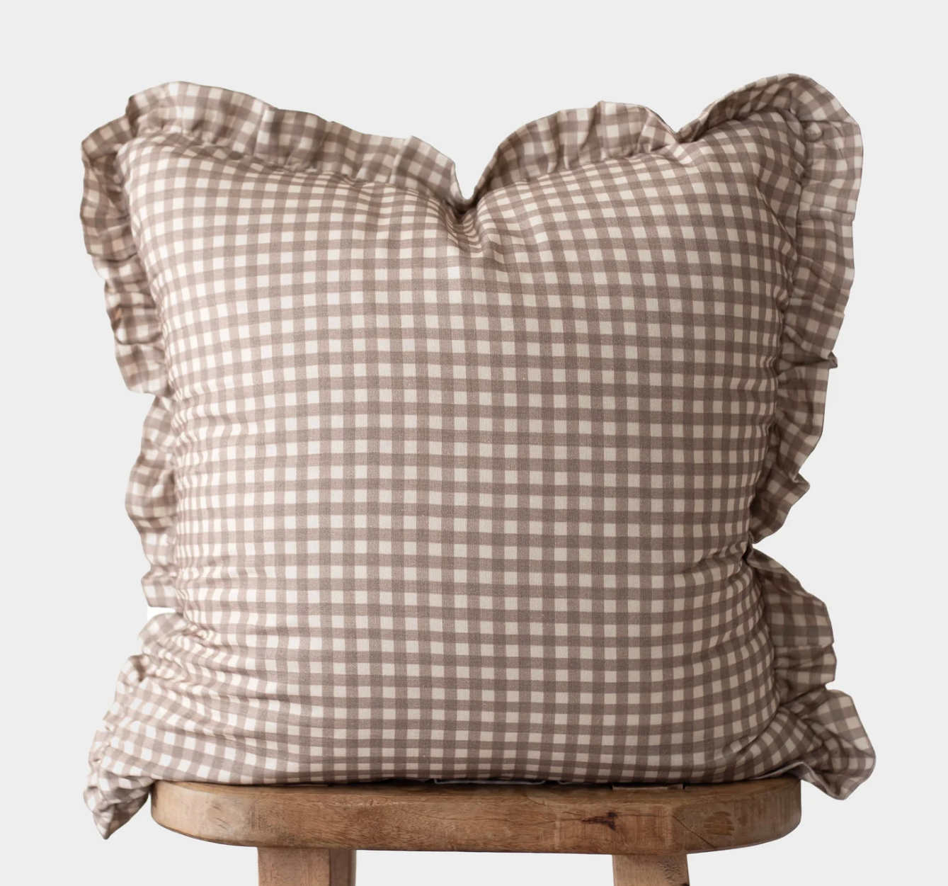 Tan Gingham Ruffle