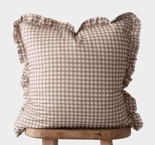 Tan Gingham Ruffle