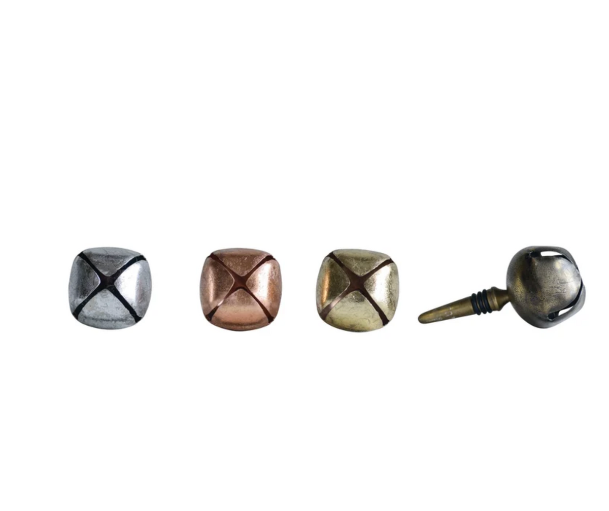 Metal Bottle Stopper with Jingle Bell, 4 Colors