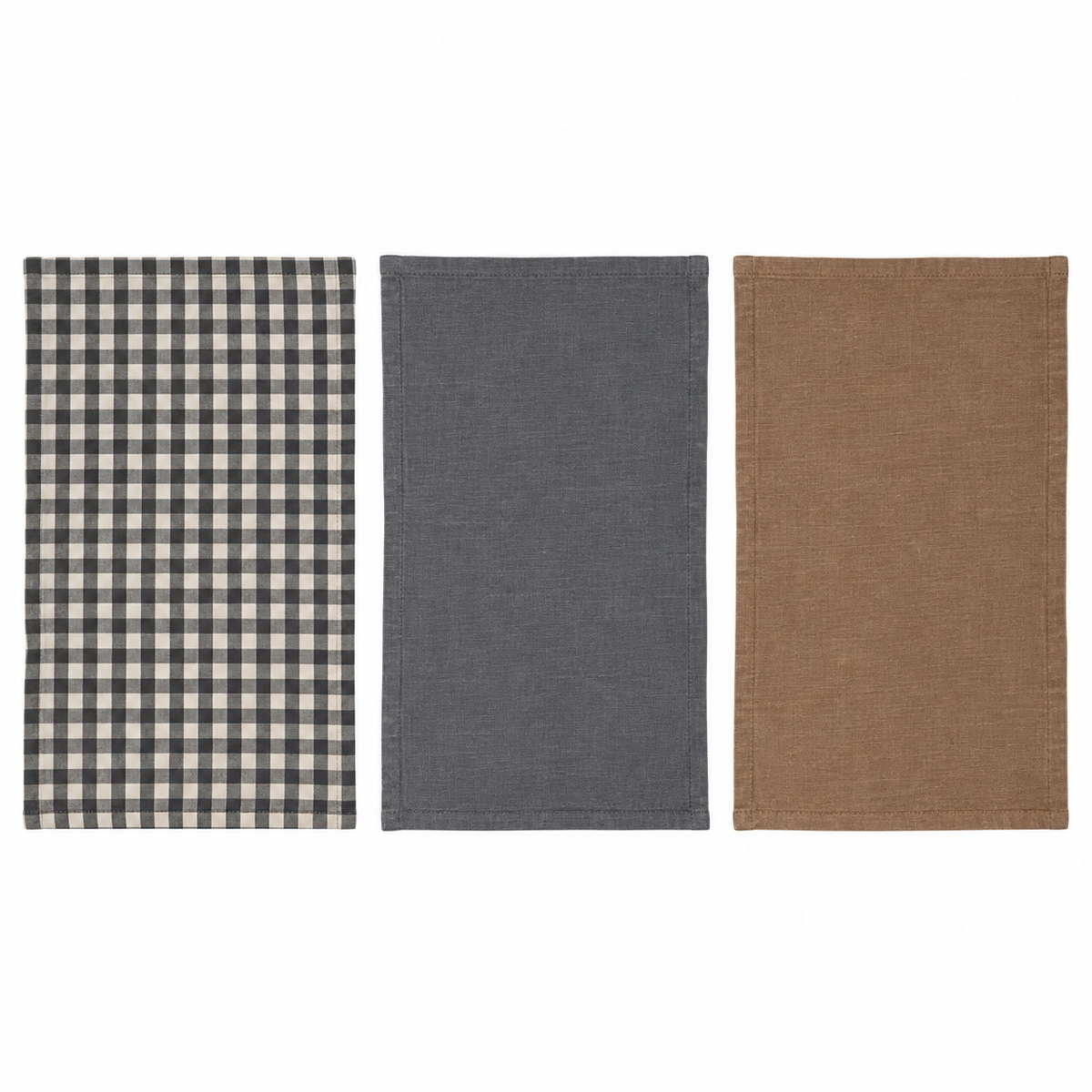 Woven Cotton Waffle Weave Tea Towels, Set of 3 Tied with Jute