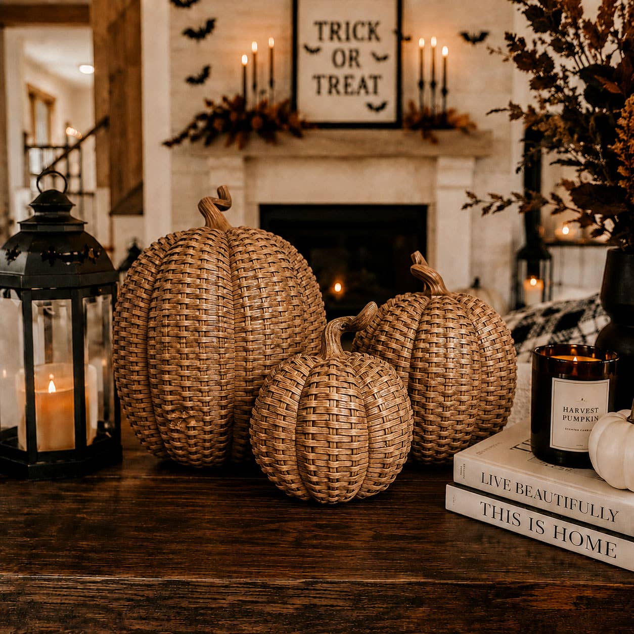 Faux Rattan Pumpkins