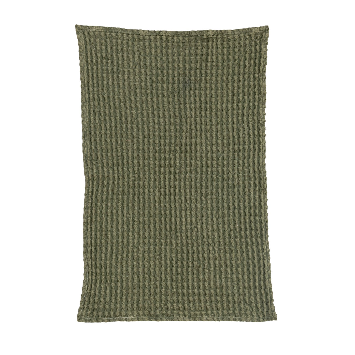 Stonewashed Cotton Waffle Weave Tea Towel, Green