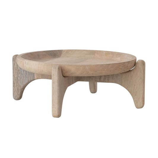 Mango Wood Platter with Stand, Natural