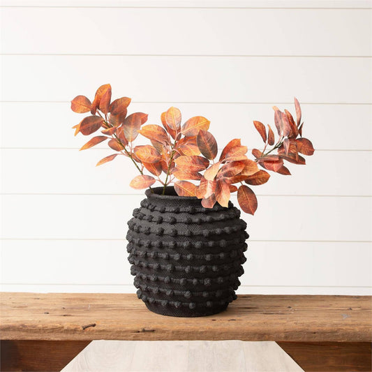 Black Textured Knot Cement Vase (PC)