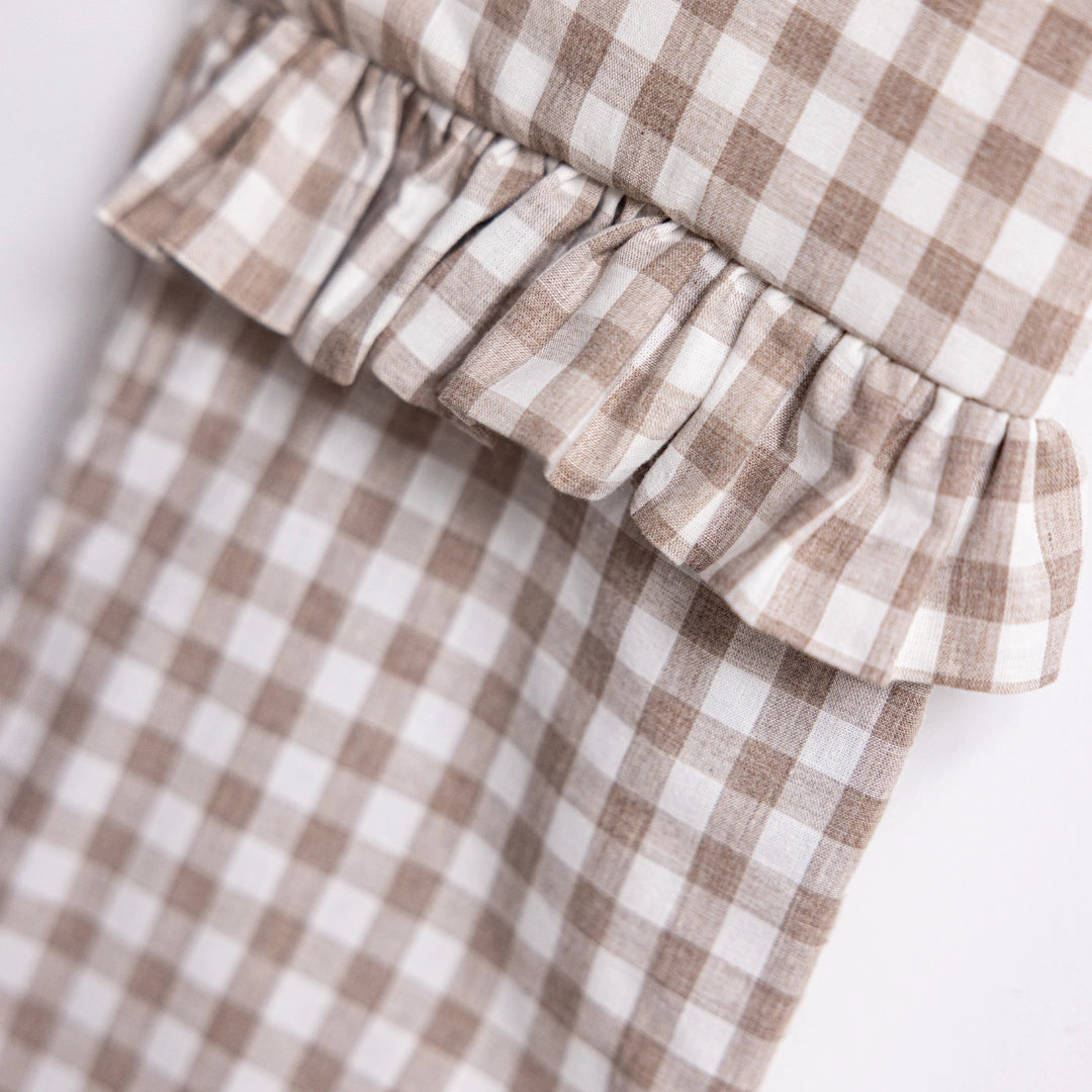 Beige & White Gingham Stocking