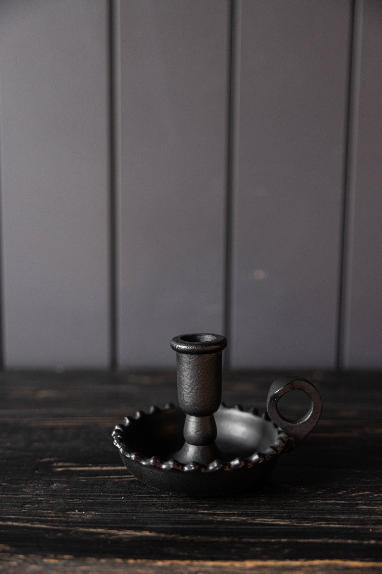 Scalloped Black Candle Holder