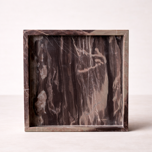 Maroon Marble Square Marble Tray