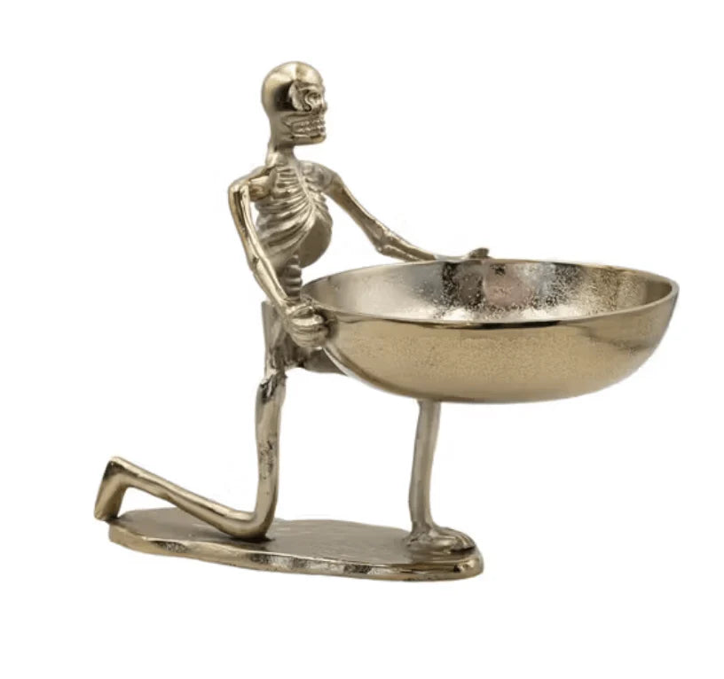 Kneeling Cast Aluminum Skeleton Bowl