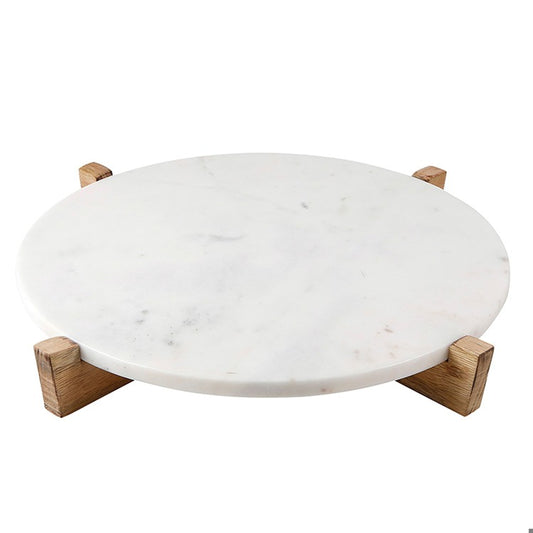 14" Marble + Mango Wood Tray