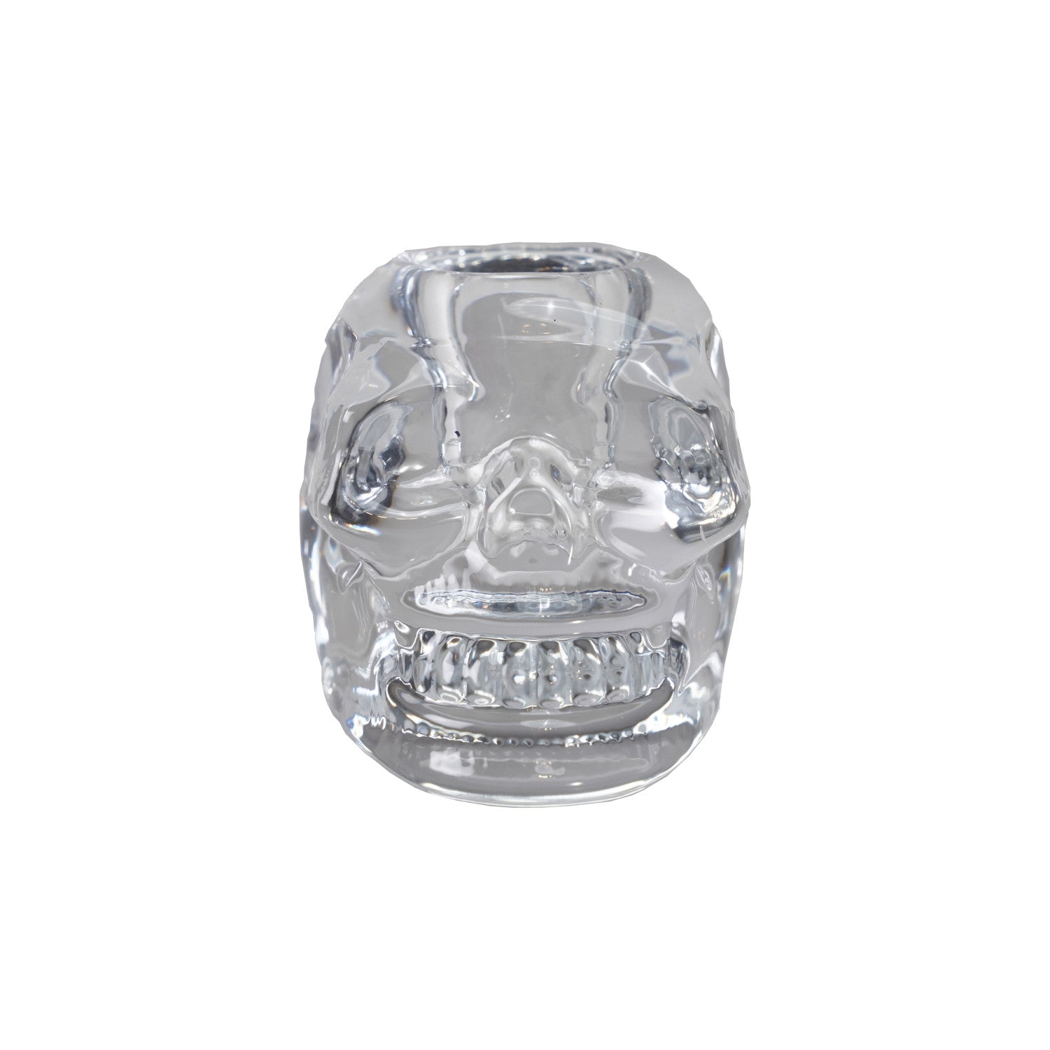 2-3/4"L x 2"W x 2"H Glass Skull Shaped Taper Holder