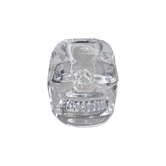 2-3/4"L x 2"W x 2"H Glass Skull Shaped Taper Holder