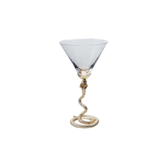 8 oz. Martini Glass with Metal Cobra Stem, Gold Finish
