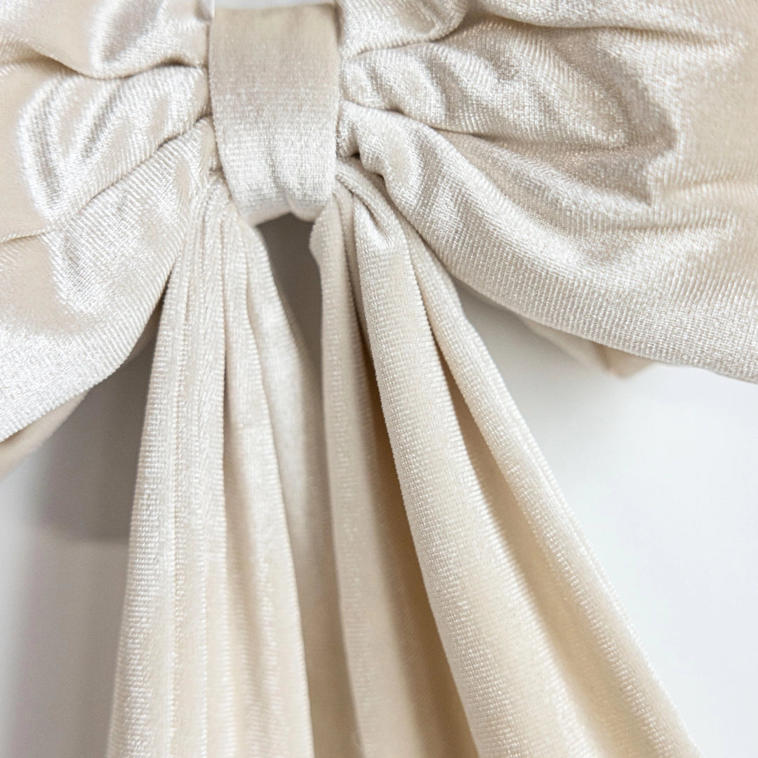 Bow Garland Velvet Fabric Cream