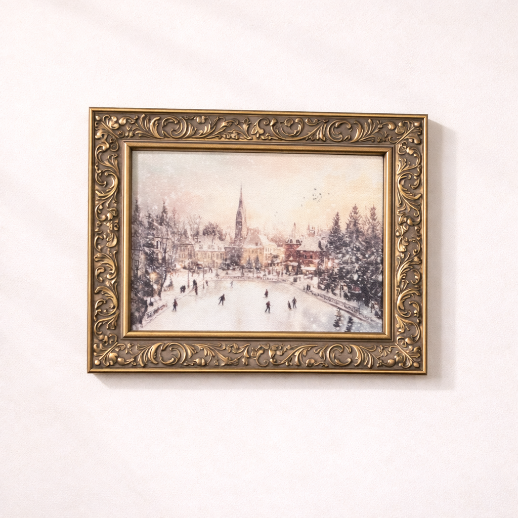 Traditional European Skating | Antique Inspired Brass Heirloom Framed Art