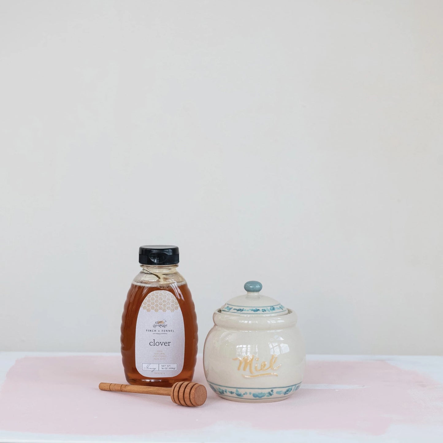 Stoneware Honey Jar + Lid
