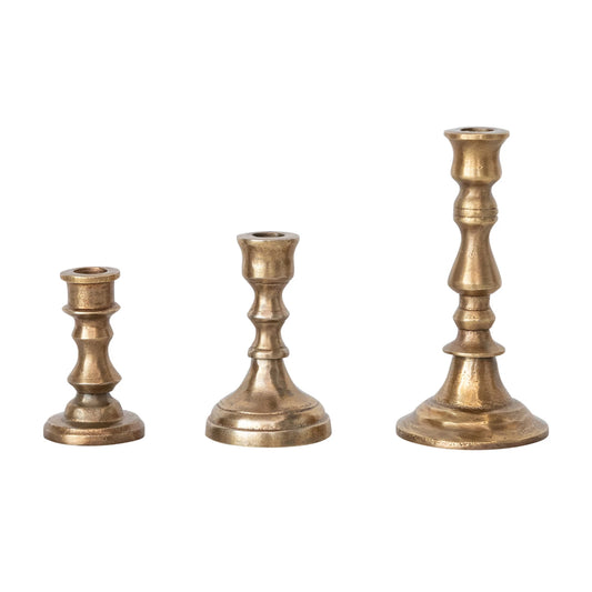 Cast Aluminum Taper Holder, Antique Brass Finish (Holds 1/2" Taper)