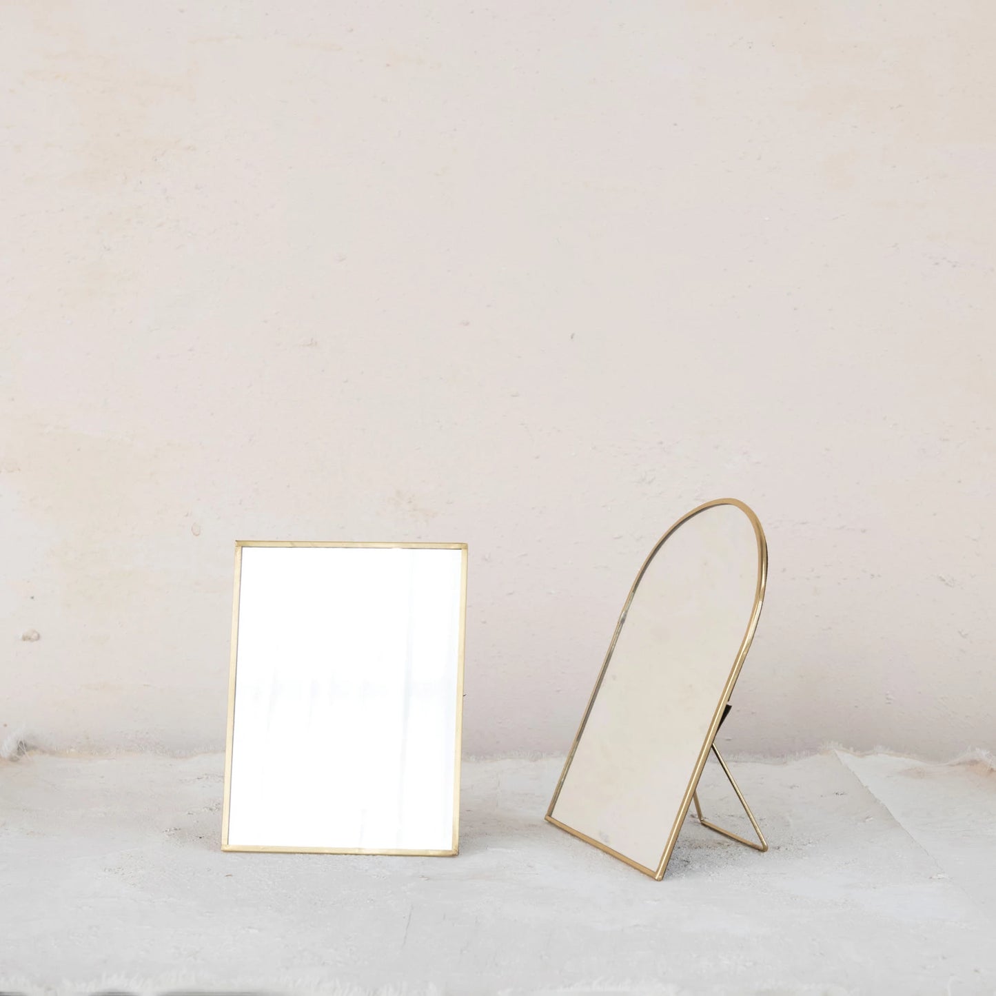 Brass Arched Standing Mirror
