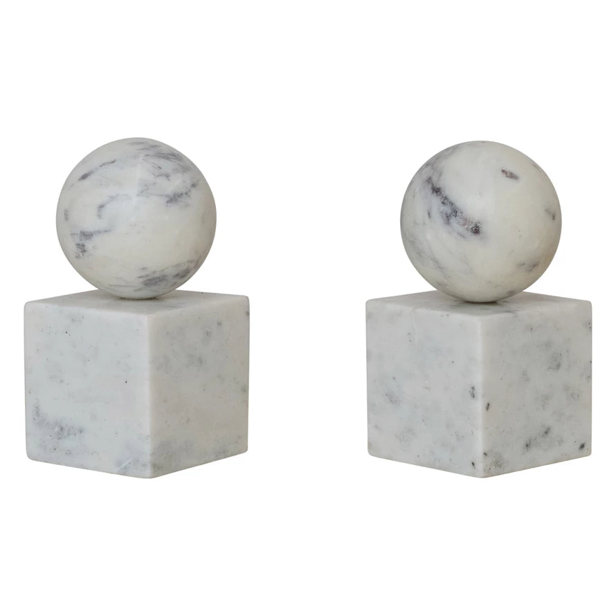 Marble Geometric Bookends
