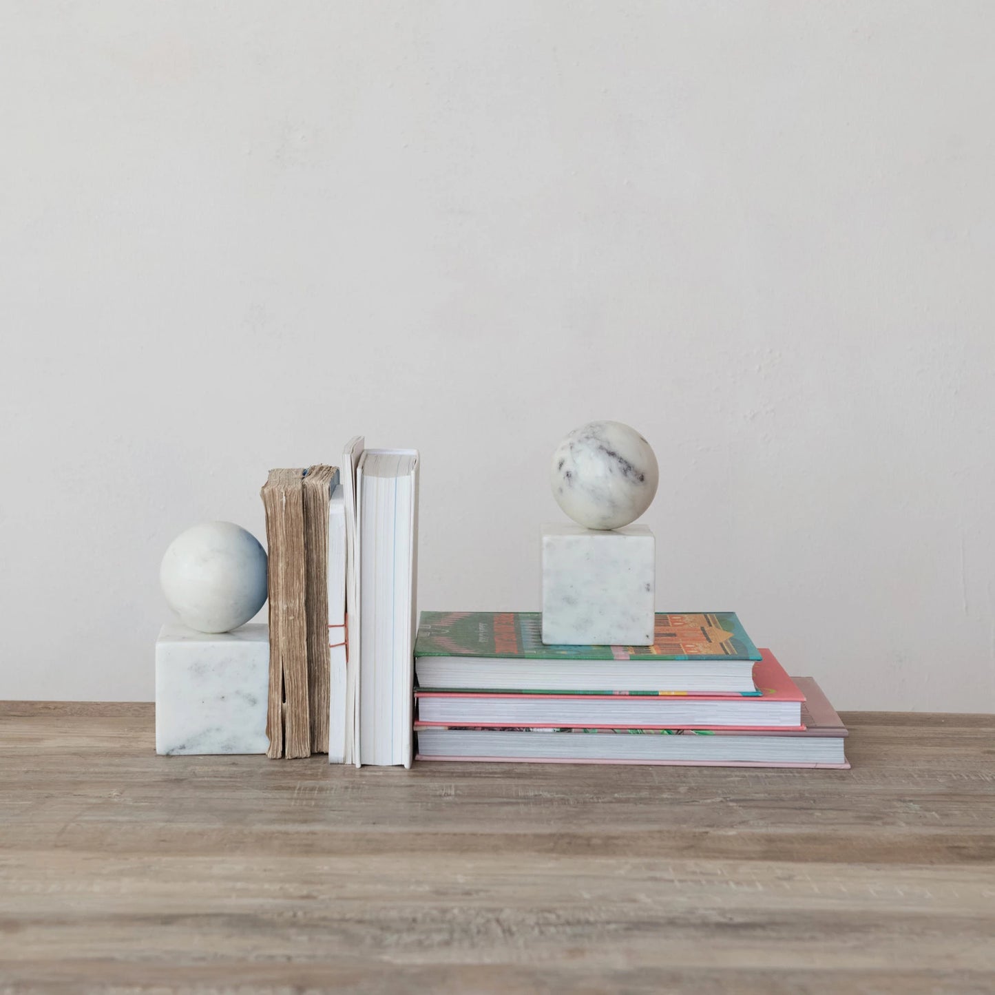 Marble Geometric Bookends