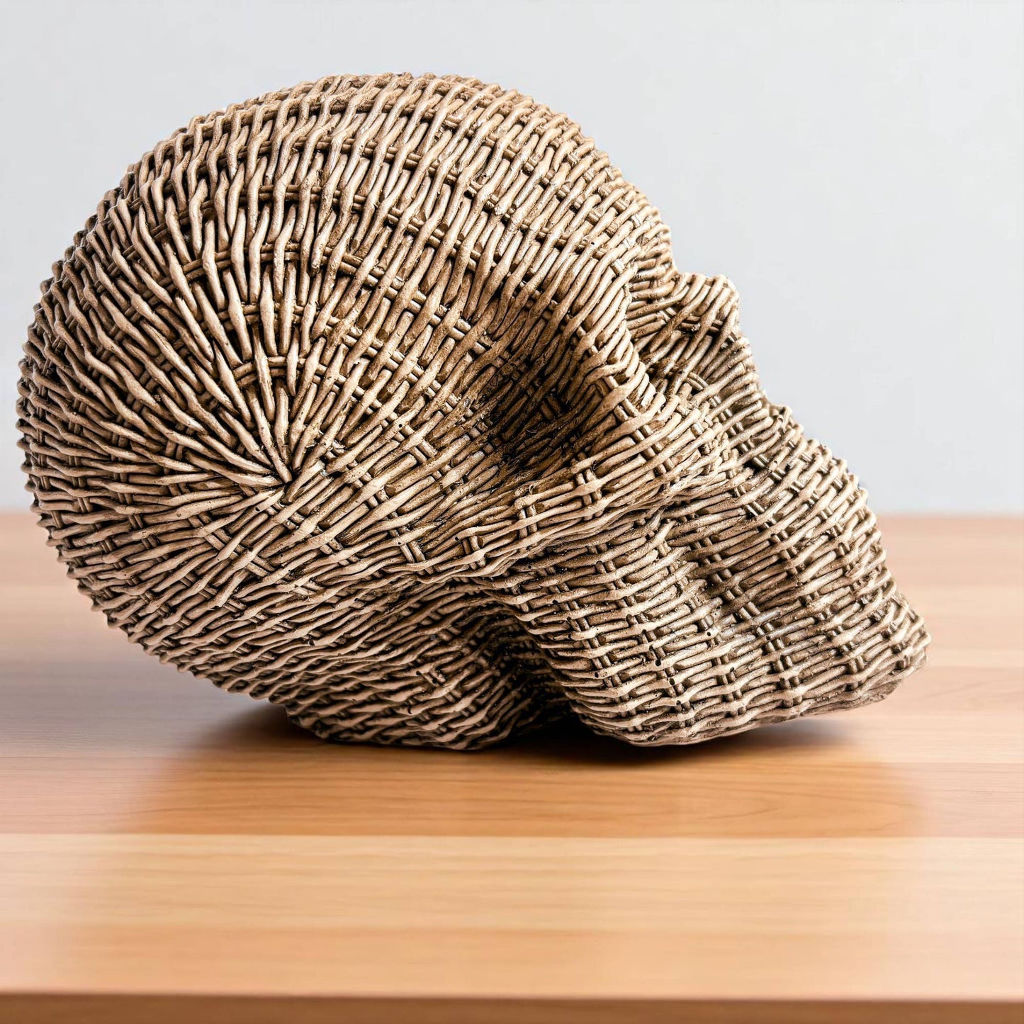 Resin Skull Statue Rattan Halloween Gothic Home Decor Unique-Brown