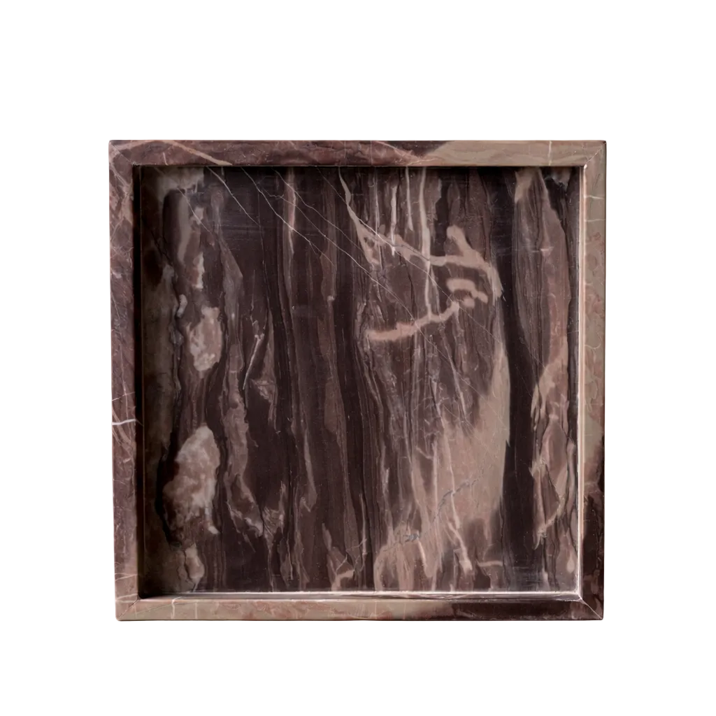 Maroon Marble Square Marble Tray
