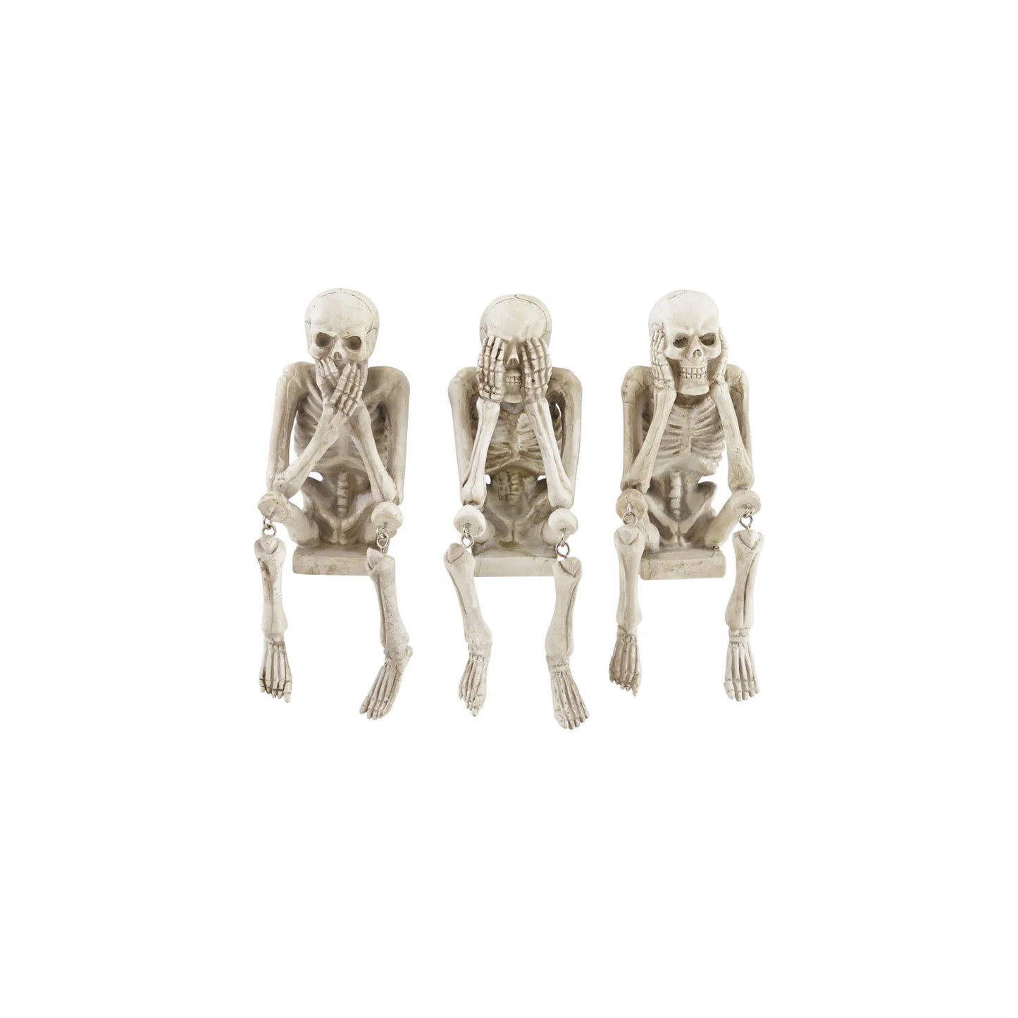 See/Hear/Speak No Evil Skeleton Shelf Sitter, Bone Finish, 3 Styles