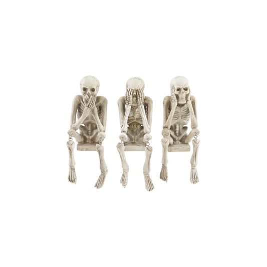 See/Hear/Speak No Evil Skeleton Shelf Sitter, Bone Finish, 3 Styles