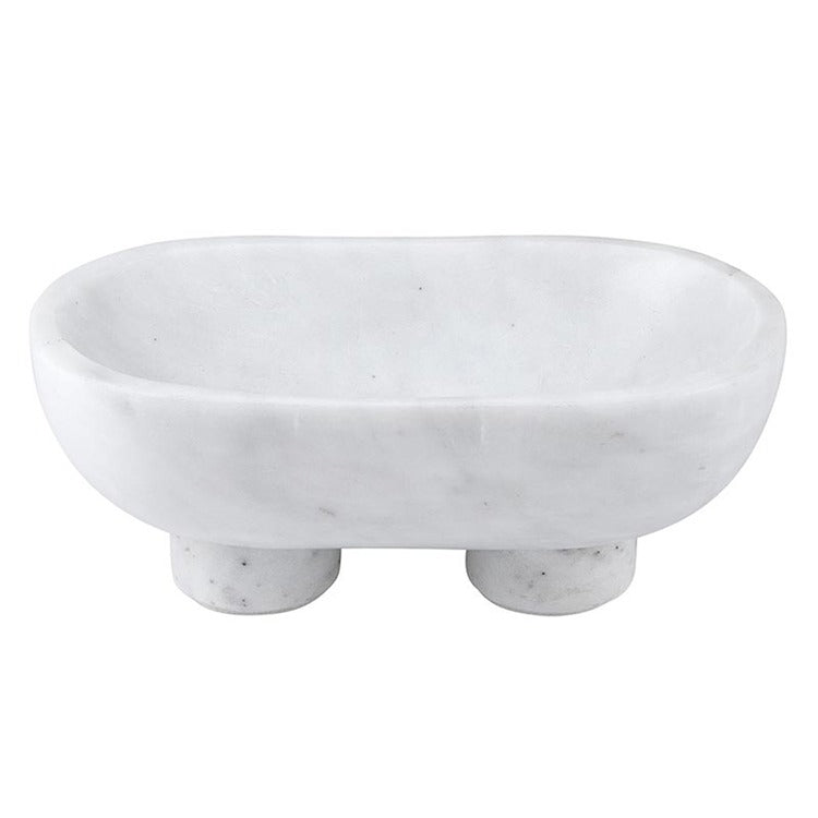 White Footed Marble Bowl - Med
