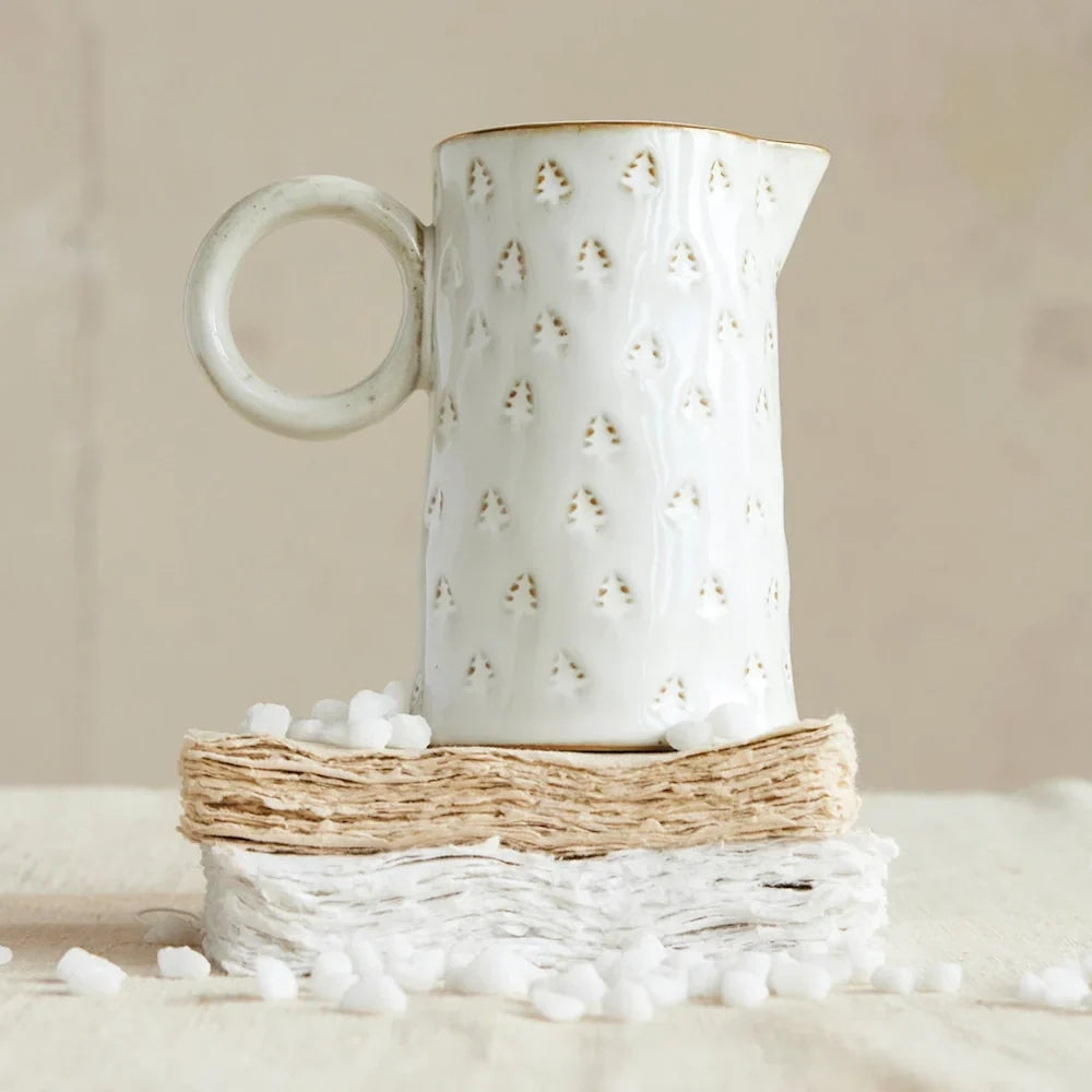 White 10 oz Pitcher with Gold Tree