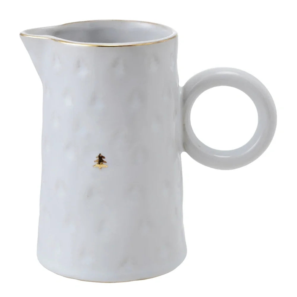 White 10 oz Pitcher with Gold Tree