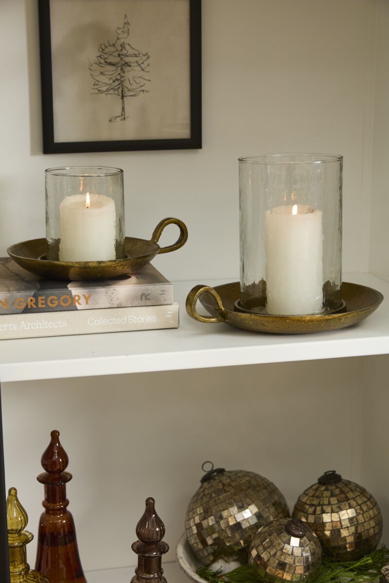 Brass Hurricane Candle Holder