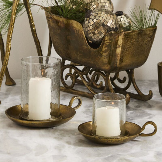 Brass Hurricane Candle Holder