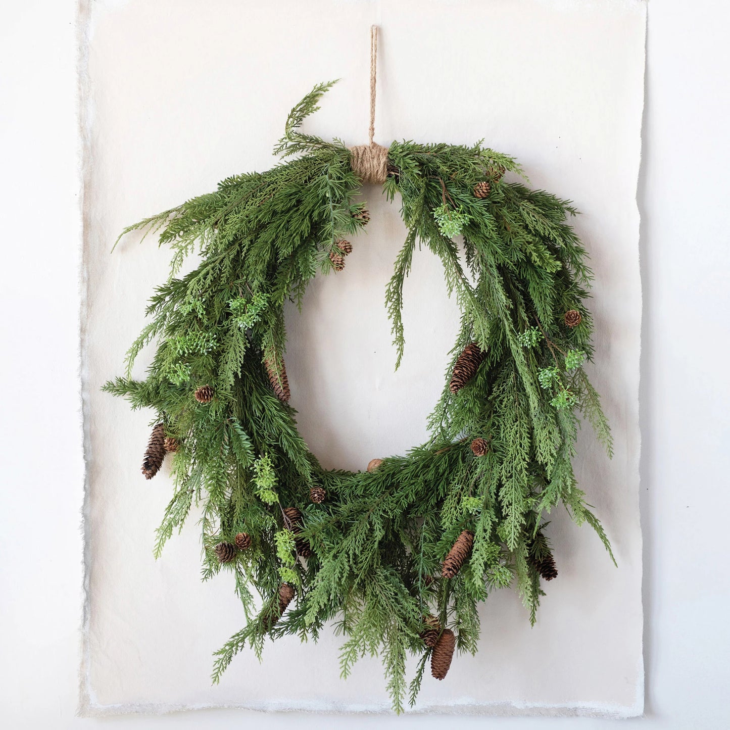 Faux Pine Wreath w Pinecones