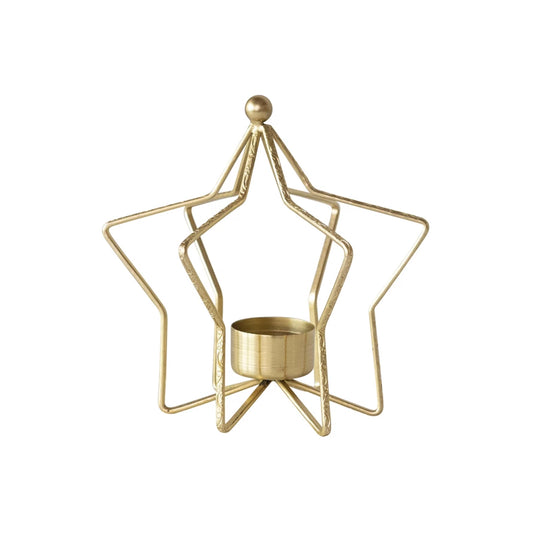 Metal Star Shaped Tealight Holder, Gold Finish