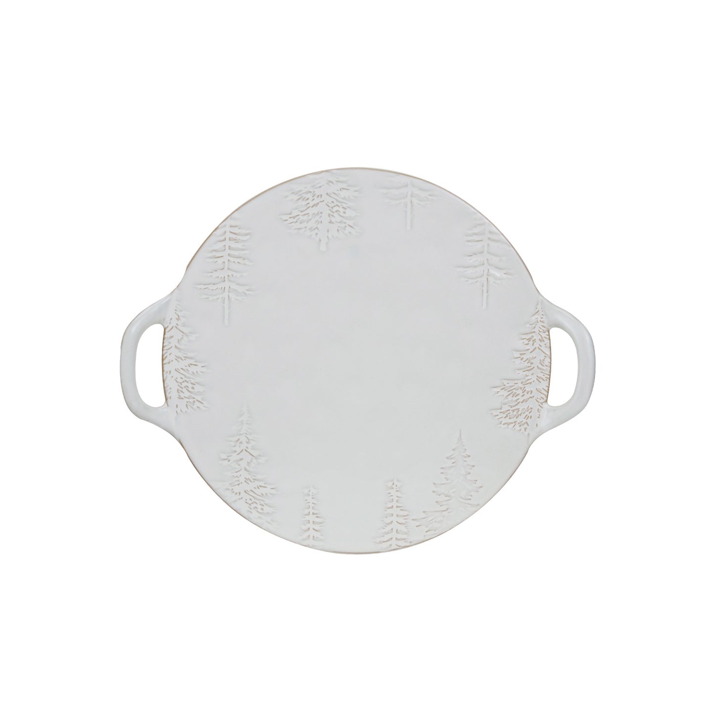 Debossed Stoneware Tray/Platter w/ Trees & Handles (Each One Will Vary)