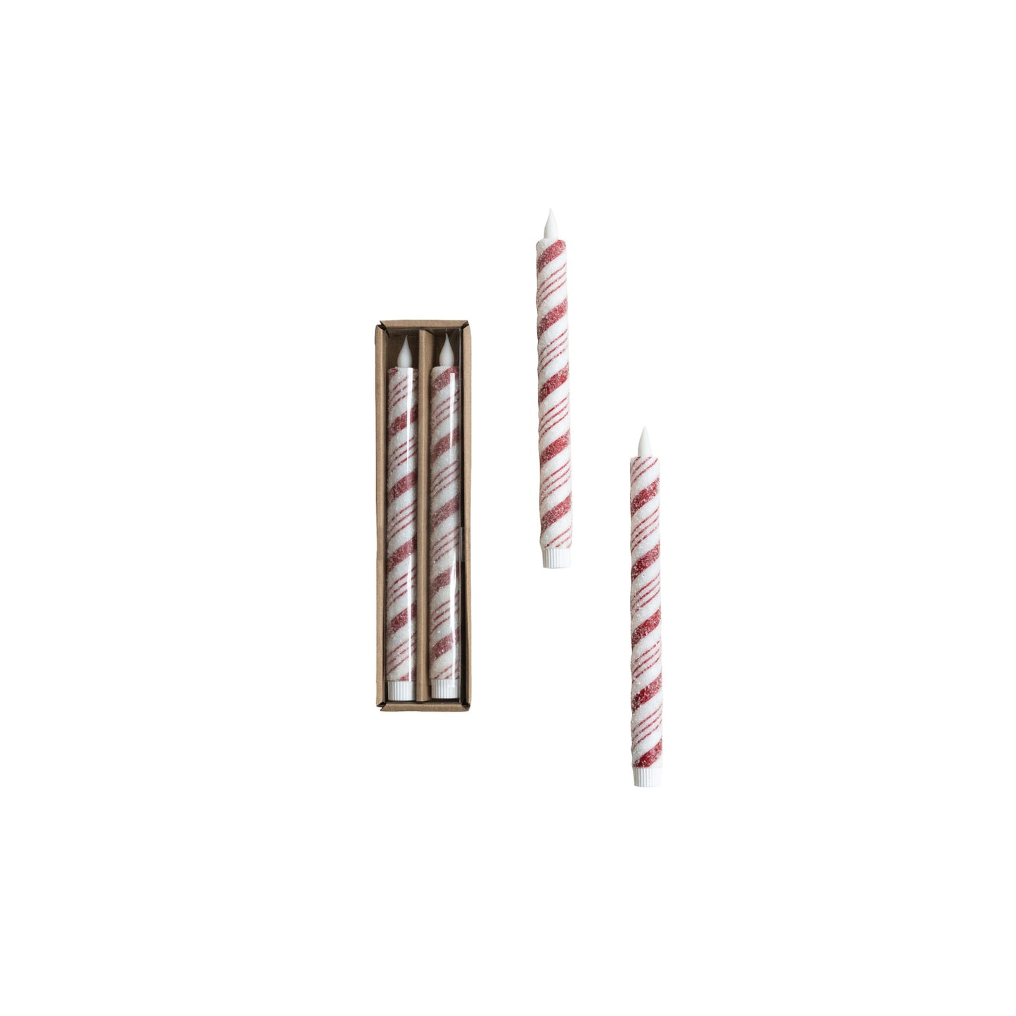 Flameless Candy Cane LED Tapers